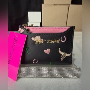 Betsey Johnson black and pink compact wallet brand new